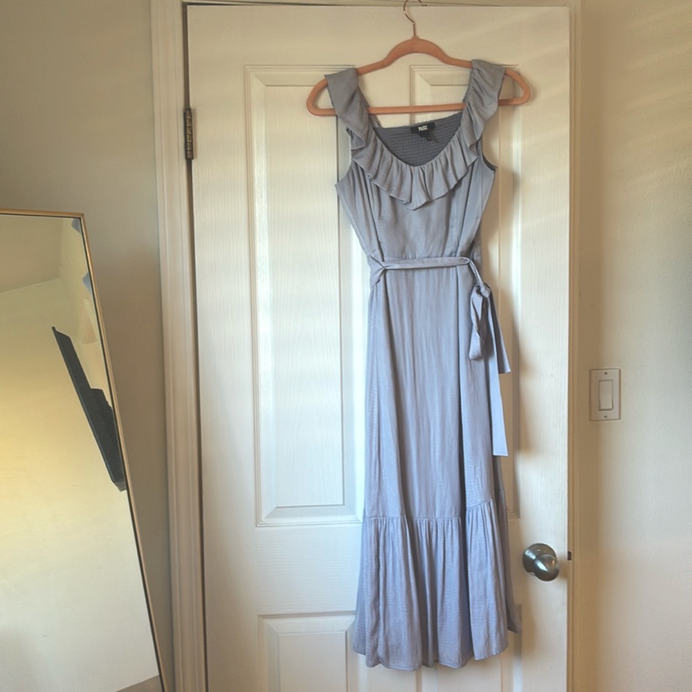 PAIGE Light Blue Ruffle Maxi Dress